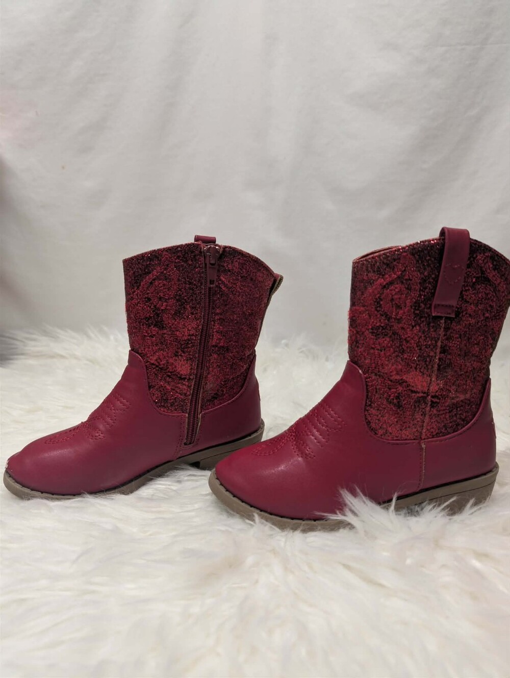 Girls Red Glitter Western Cowboy Boots